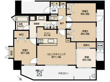ウェルリバービュー天神(4LDK/8階)の間取り写真