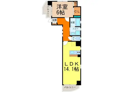 HAUSISEBERG(1LDK/2階)の間取り写真