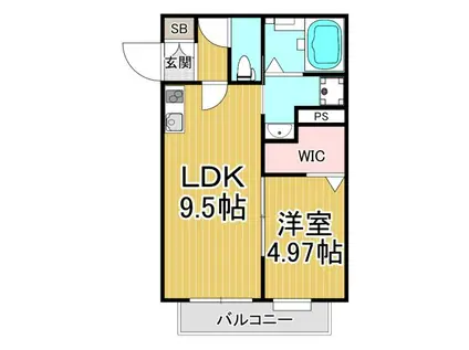 SMITH武庫川(1LDK/2階)の間取り写真