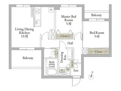 RELAFORT中野富士見町(2LDK/3階)の間取り写真