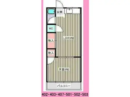 青山マンション(1LDK/5階)の間取り写真