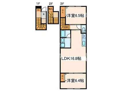 VIOLA(2LDK/3階)の間取り写真