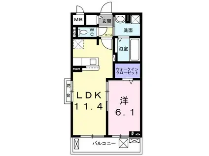 クオーレD(1LDK/3階)の間取り写真