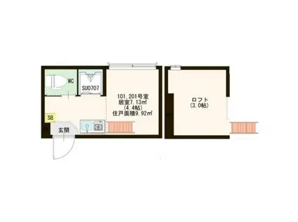 レジデンス赤羽(ワンルーム/2階)の間取り写真