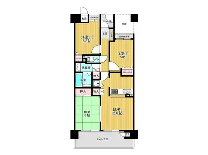 グランヴェルビュ大和八木(3LDK/9階)の間取り写真