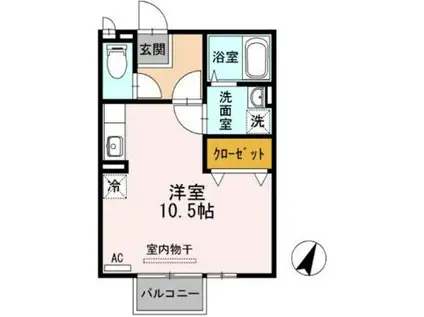 ドルチェ平原(ワンルーム/2階)の間取り写真