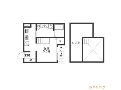 プレシオール(ワンルーム/2階)の間取り写真