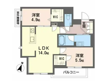 SHAMAISON KNK 北野(2LDK/3階)の間取り写真