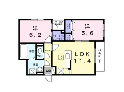 蔵垣内2丁目アパート(2LDK/1階)の間取り写真