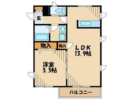 メゾン フォンテーヌ(1LDK/2階)の間取り写真