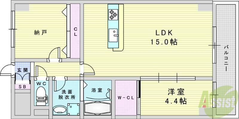 GROOVE豊中レジデンス(1SLDK/7階)の間取り写真