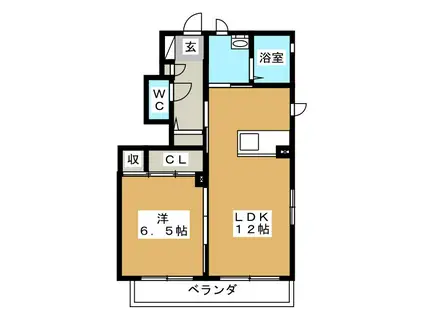 カーサ・フィオーレ(1LDK/1階)の間取り写真