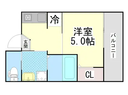 EUNICA甲南山手(1K/3階)の間取り写真
