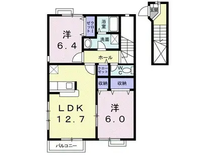 プラシード (2LDK/2階)の間取り写真