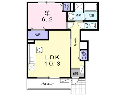ジュネス・アビタシオン(1LDK/1階)の間取り写真