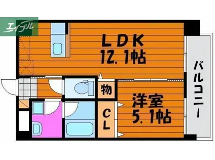 サウスイン奥田(1LDK/5階)の間取り写真