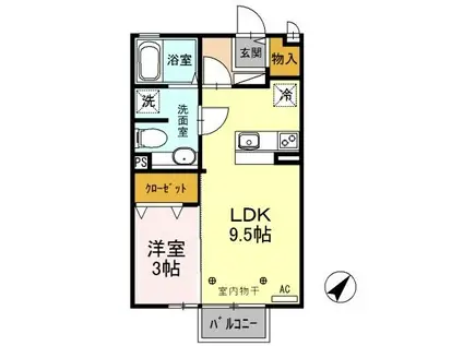 アネシスB・D(1LDK/2階)の間取り写真