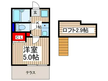 ラウレアK(1K/1階)の間取り写真