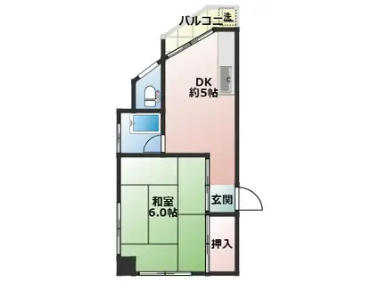 荒田マンション(1DK/3階)の間取り写真