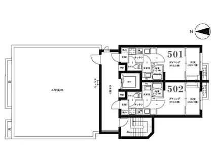 グローリオシェルト武蔵小杉II(1DK/1階)の間取り写真