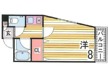 ディアコート岡畑(1K/4階)の間取り写真