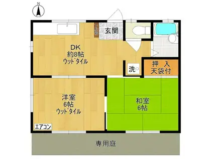 飯塚コーポ(2DK/1階)の間取り写真