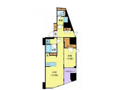 ジェノヴィア新宿早稲田グリーンヴェール(1LDK/5階)の間取り写真