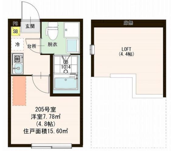 シャンペル三園(ワンルーム/2階)の間取り写真