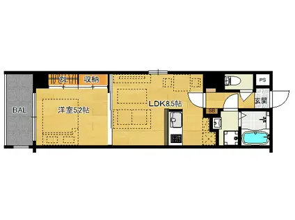 ロングヒル2ND(1LDK/2階)の間取り写真