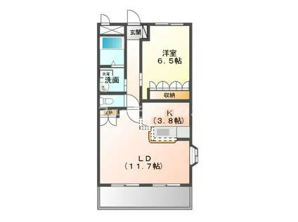 けやきガーデンプレイス(1LDK/2階)の間取り写真