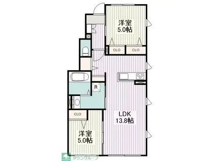 CASA VERDE(2LDK/1階)の間取り写真