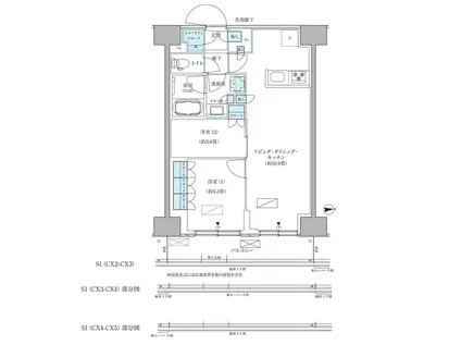 パークアクシス品川天王洲アイル(2LDK/7階)の間取り写真