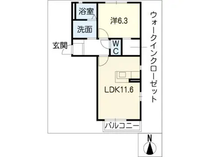 エトワール舟付(1LDK/1階)の間取り写真