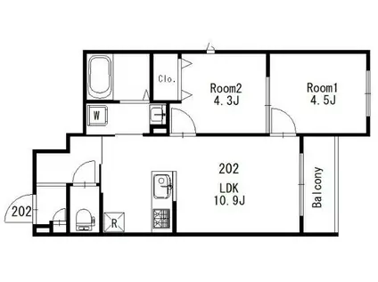 リソルテ(2LDK/2階)の間取り写真