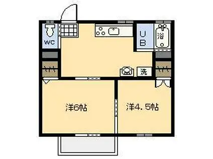 サンシャイン月見ヶ丘(2DK/1階)の間取り写真