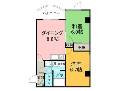 メゾンドリバージュ(2DK/4階)の間取り写真