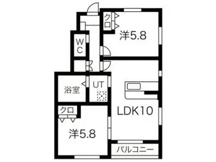 ルミエール(2LDK/1階)の間取り写真