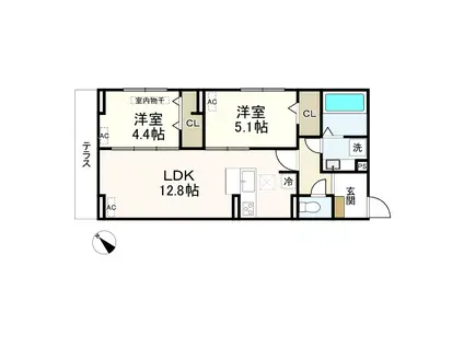 D-PRECIOUS武蔵野(2LDK/1階)の間取り写真