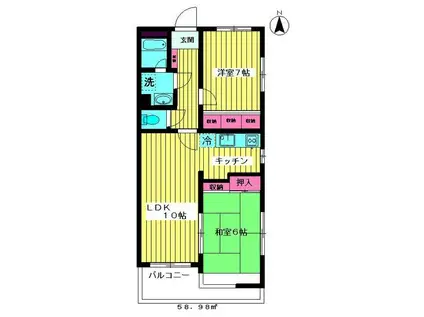 メゾンASO(2LDK/1階)の間取り写真