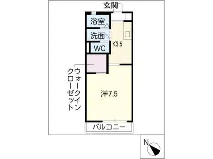 アムール美鈴 A(1K/2階)の間取り写真