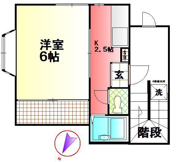MUハイム陽輪台(1K/2階)の間取り写真