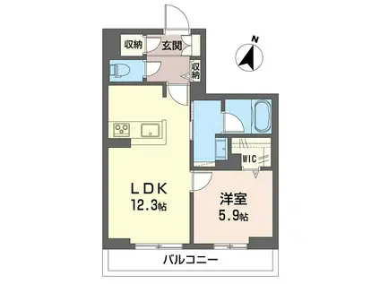  SHAMAISON セルディーナ イースト(1LDK/1階)の間取り写真
