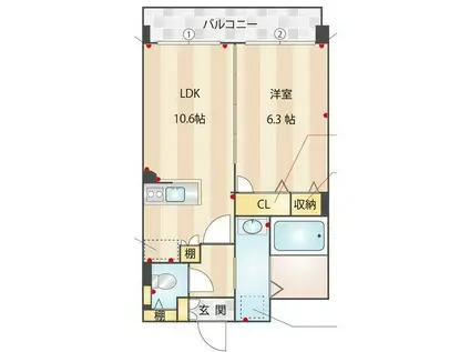 ル・プランタン博多(1LDK/3階)の間取り写真