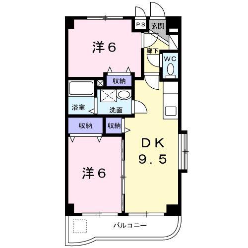 エーデルメゾン(2DK/2階)の間取り写真