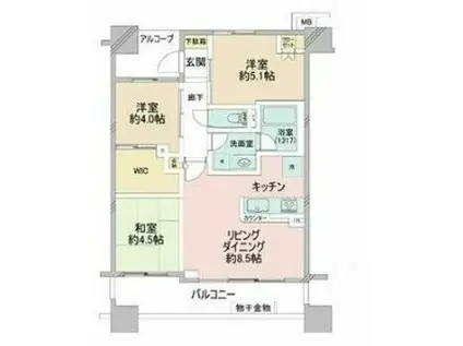 ナイスエスアリーナ川崎駅前通(3LDK/3階)の間取り写真