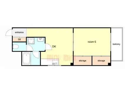 サンハイツ元町(1DK/3階)の間取り写真