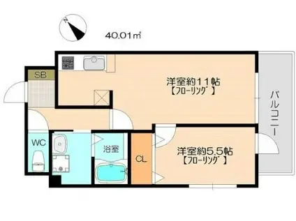 ブランドール山王(1LDK/3階)の間取り写真