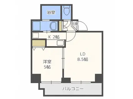 TREASURE COURTA(1LDK/3階)の間取り写真