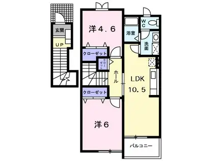 シャトーポルトII-B(2LDK/2階)の間取り写真