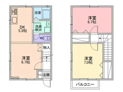 ハイツめぐみ 3(2LDK/1階)の間取り写真